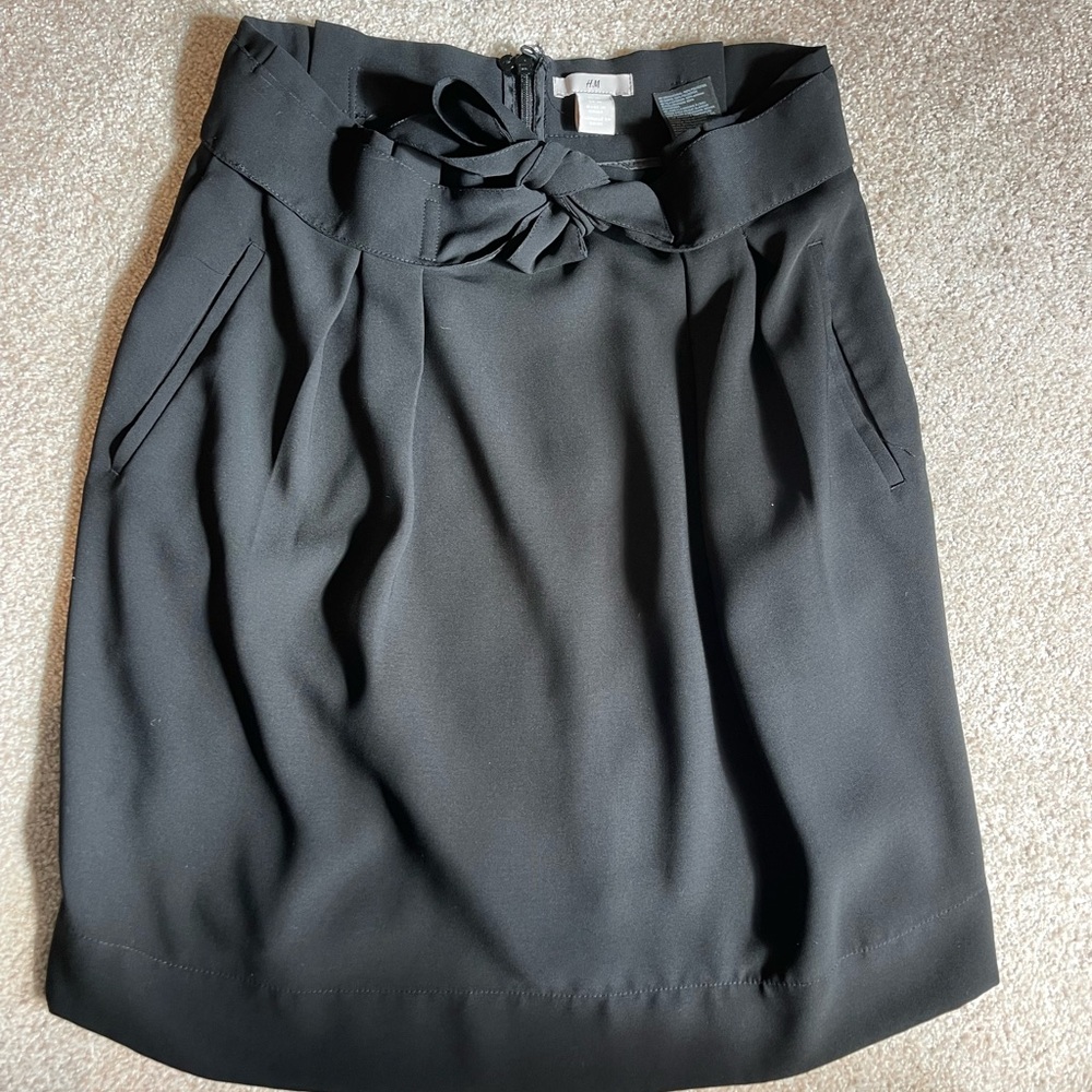 H&M Black Skirt with Tie Front